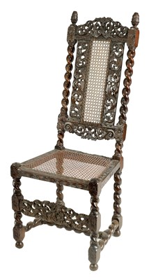 Lot 932 - A CHARLES II WALNUT BERGERE SIDE CHAIR