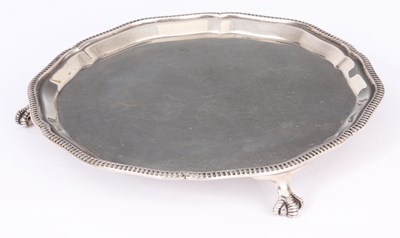 Lot 310 - A MID 20th CENTURY SILVER SALVER with shaped...