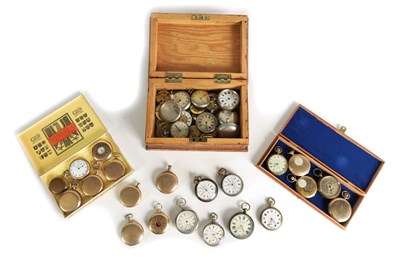 Lot 210 - A LARGE COLLECTION OF GOLD-PLATED AND OTHER GENTLEMANS POCKET WATCHES AND WATCH MOVEMENTS