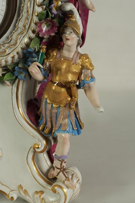 Lot 73 - AN IMPRESSIVE MID/LATE 19TH CENTURY MEISSEN MANTEL CLOCK OF LARGE SIZE