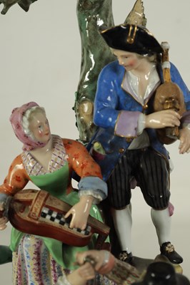 Lot 78 - A LARGE PAIR OF MID/LATE 19TH CENTURY MEISSEN BOCAGE FIGURE GROUPS