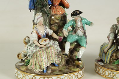 Lot 78 - A LARGE PAIR OF MID/LATE 19TH CENTURY MEISSEN BOCAGE FIGURE GROUPS
