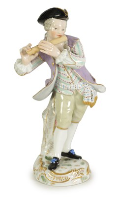 Lot 49 - A LATE 19TH CENTURY MEISSEN FIGURE OF A FLAUTIST