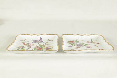 Lot 93 - A PAIR OF 19TH CENTURY CHELSEA-TYPE SHALLOW SQUARE DISHES