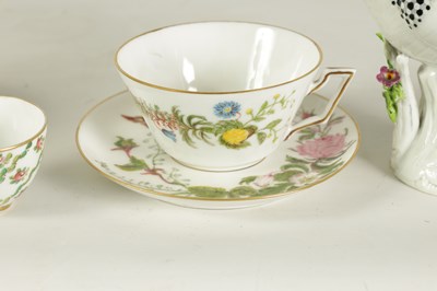 Lot 87 - THREE 19TH CENTURY SEVRES STYLE MINIATURE CUPS AND SAUCERS