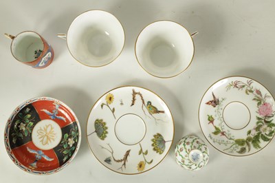 Lot 87 - THREE 19TH CENTURY SEVRES STYLE MINIATURE CUPS AND SAUCERS