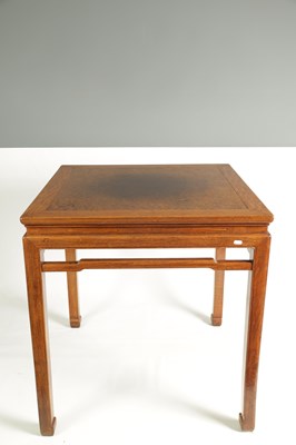 Lot 160 - A LATE 19TH CENTURY CHINESE HARDWOOD AND BURRWOOD SQUARE TOP TABLE