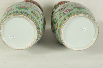 Lot 179 - A GOOD PAIR OF 19TH CENTURY CHINESE TWO-HANDLED TAPERED VASES