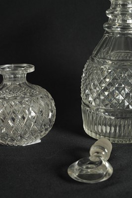 Lot 5 - A PAIR OF 19TH CENTURY CUT GLASS DECANTERS