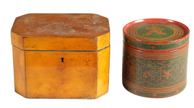 Lot 883 - A LATE GEORGIAN SATINWOOD TEA CADDY