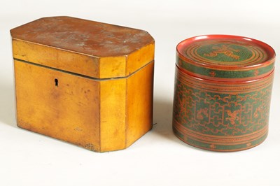 Lot 883 - A LATE GEORGIAN SATINWOOD TEA CADDY