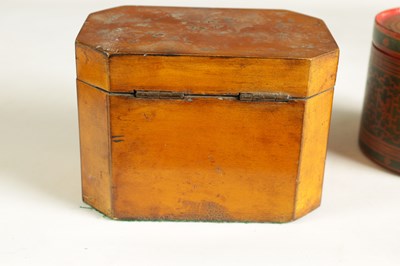 Lot 883 - A LATE GEORGIAN SATINWOOD TEA CADDY