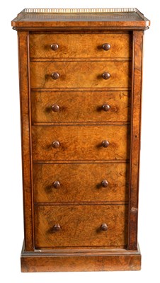 Lot 966 - HOLLAND & SONS. A FINE 19TH CENTURY BURR WALNUT WELLINGTON CHEST