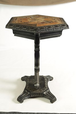 Lot 151 - AN EARLY 19TH CENTURY SRI LANKAN IVORY, SPECIMEN INLAID AND EBONY OCCASIONAL TABLE