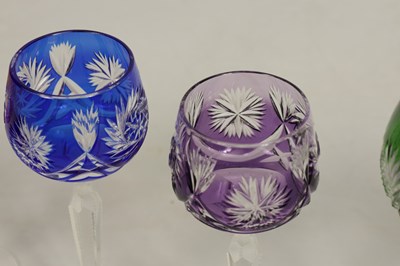 Lot 27 - AN 8 PIECE PART SUITE OF BOHEMIAN COLOURED TABLE GLASSWARE