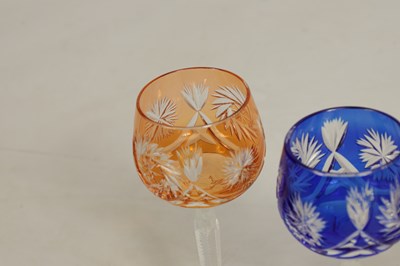 Lot 27 - AN 8 PIECE PART SUITE OF BOHEMIAN COLOURED TABLE GLASSWARE