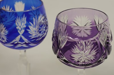 Lot 27 - AN 8 PIECE PART SUITE OF BOHEMIAN COLOURED TABLE GLASSWARE