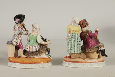 Lot 83 - A PAIR OF LATE 19TH CENTURY SITZENDORF FIGURE GROUPS