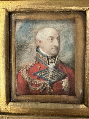 Lot 693 - A MINIATURE BUST PORTRAIT ON IVORY OF MILITARY OFFICER SIR SAMUEL AUCHMUTY