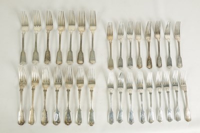 Lot 255 - A VICTORIAN 84 PIECE PART CANTEEN OF SILVER TABLE CUTLERY