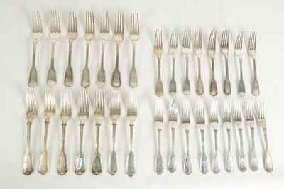 Lot 255 - A VICTORIAN 84 PIECE PART CANTEEN OF SILVER TABLE CUTLERY