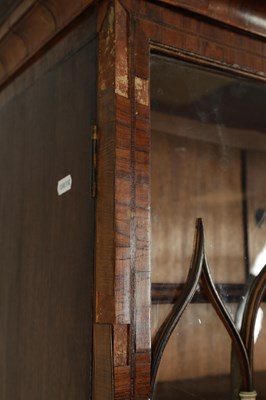 Lot 1050 - AN UNUSUAL LATE GEORGE III GONCALO ALVES AND KINGWOOD BOOKCASE