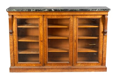 Lot 952 - A FINE 19TH CENTURY POLLARD OAK VENEERED LIBRARY BOOKCASE - PROBABLY BY HOLLAND & SONS