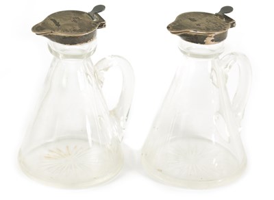 Lot 278 - A PAIR OF EDWARD VII SILVER-MOUNTED WHISKY NOGGIN DECANTERS