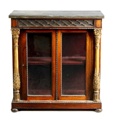 Lot 936 - A FINE REGENCY FIGURED ROSEWOOD AND PARCEL GILT PIER CABINET