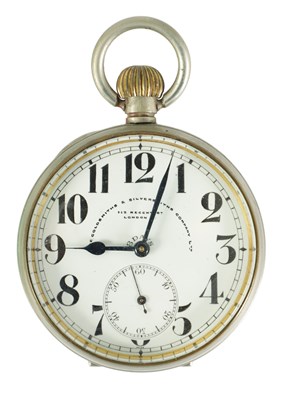 Lot 226 - AN EARLY 20TH CENTURY OVERSIZED EIGHT-DAY SILVER PLATED DESK WATCH