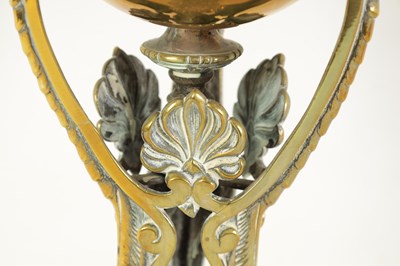 Lot 595 - AN ORNATE 19TH-CENTURY CAST BRASS AND HOBNAIL CUT GLASS OIL LAMP