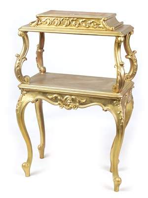 Lot 1054 - A 19TH CENTURY CARVED GILT WOOD WHATNOT