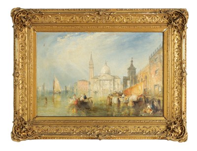 Lot 768 - T PHYSICK. A LATE 19TH CENTURY OIL ON CANVAS VIEW OF SAN GIORGIO VENICE