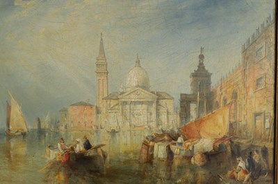 Lot 768 - T PHYSICK. A LATE 19TH CENTURY OIL ON CANVAS VIEW OF SAN GIORGIO VENICE