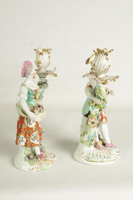 Lot 54 - A PAIR OF 19TH CENTURY DERBY FIGURAL CANDLESTICKS