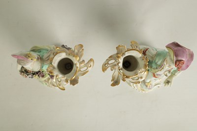 Lot 54 - A PAIR OF 19TH CENTURY DERBY FIGURAL CANDLESTICKS