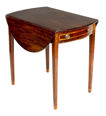 Lot 938 - A GEORGE III MAHOGANY OVAL PEMBROKE TABLE