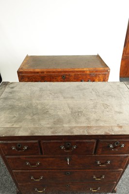 Lot 1260 - A FINE EARLY 18TH CENTURY FIGURED WALNUT CHEST ON CHEST