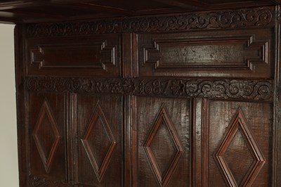Lot 1245 - A RARE 17TH CENTURY AND LATER JOINED OAK WESTMORELAND DOUBLE FOUR-POSTER BED