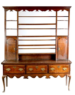 Lot 978 - AN 18TH CENTURY SHROPSHIRE OAK DRESSER AND RACK