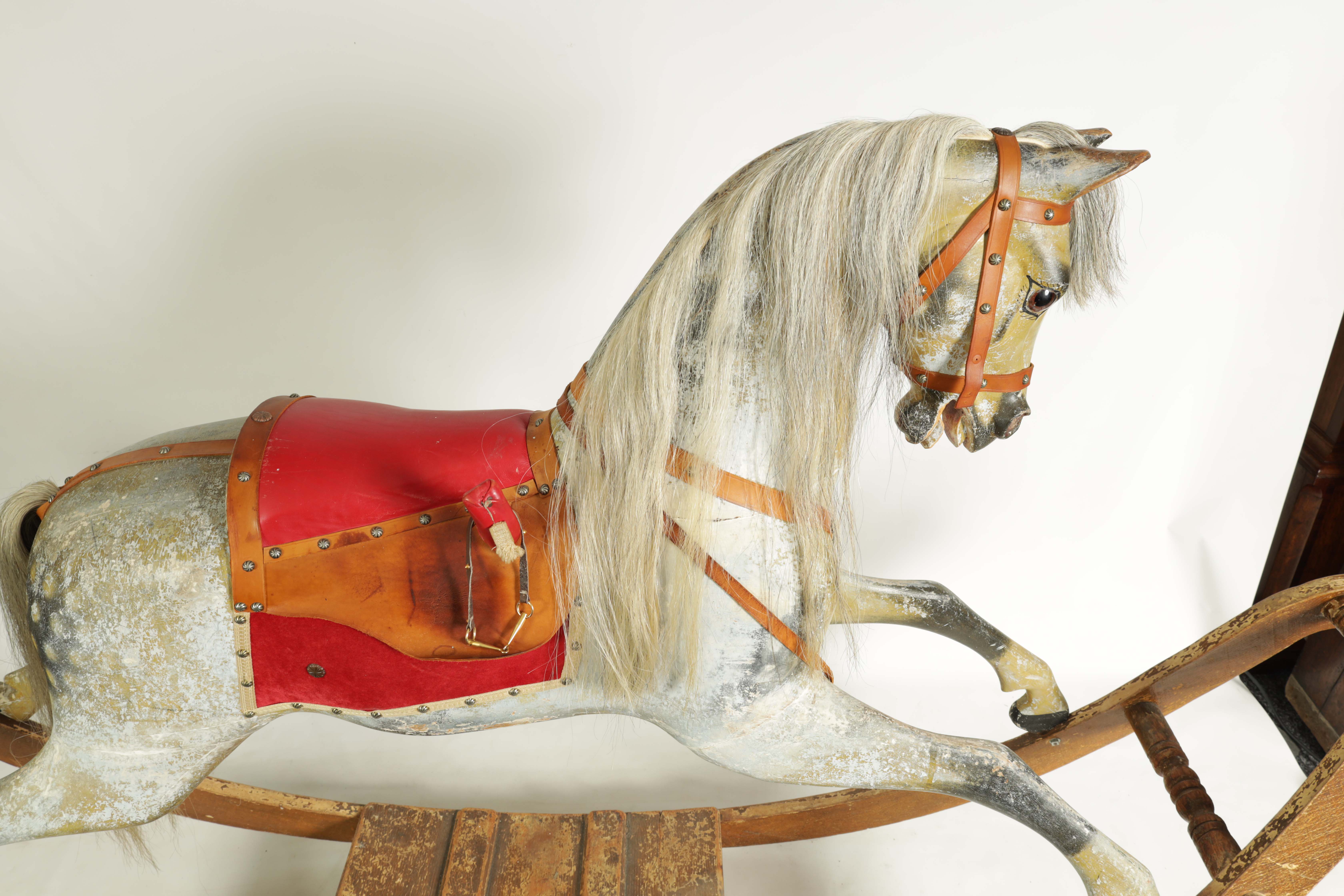 Lot 613 - AN OVERSIZE 19TH CENTURY ROCKING HORSE