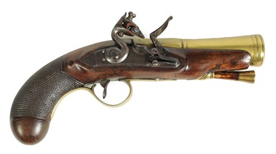 Lot 494 - A GEORGE III FLINTLOCK BLUNDERBUSS PISTOL BY TWIGG