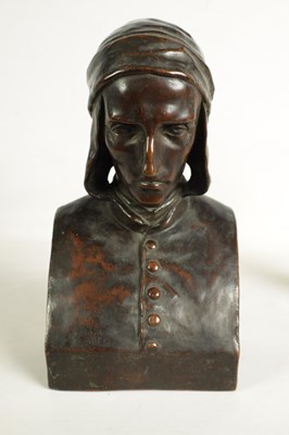 Lot 585 - A LATE 19TH CENTURY BRONZE BUST OF DANTE ALIGHIERI