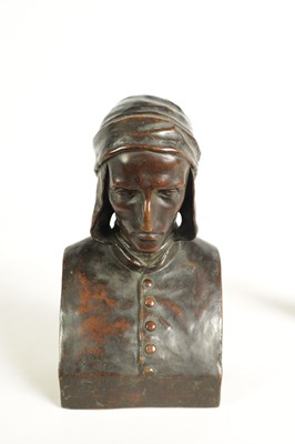 Lot 585 - A LATE 19TH CENTURY BRONZE BUST OF DANTE ALIGHIERI