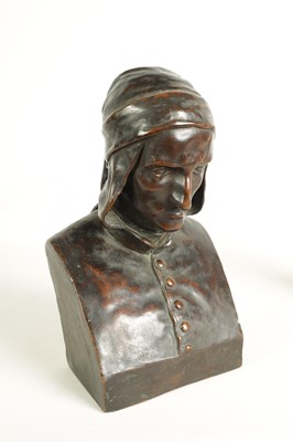 Lot 585 - A LATE 19TH CENTURY BRONZE BUST OF DANTE ALIGHIERI