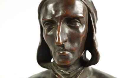 Lot 585 - A LATE 19TH CENTURY BRONZE BUST OF DANTE ALIGHIERI