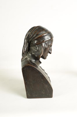 Lot 585 - A LATE 19TH CENTURY BRONZE BUST OF DANTE ALIGHIERI