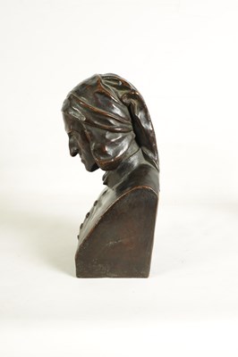 Lot 585 - A LATE 19TH CENTURY BRONZE BUST OF DANTE ALIGHIERI