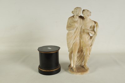 Lot 635 - A 19TH CENTURY CARVED ITALIAN ALABASTER FIGURE GROUP