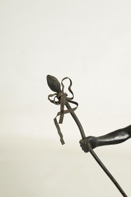 Lot 604 - A 19TH CENTURY BRONZE FIGURE OF A PRANCING MALE NUDE